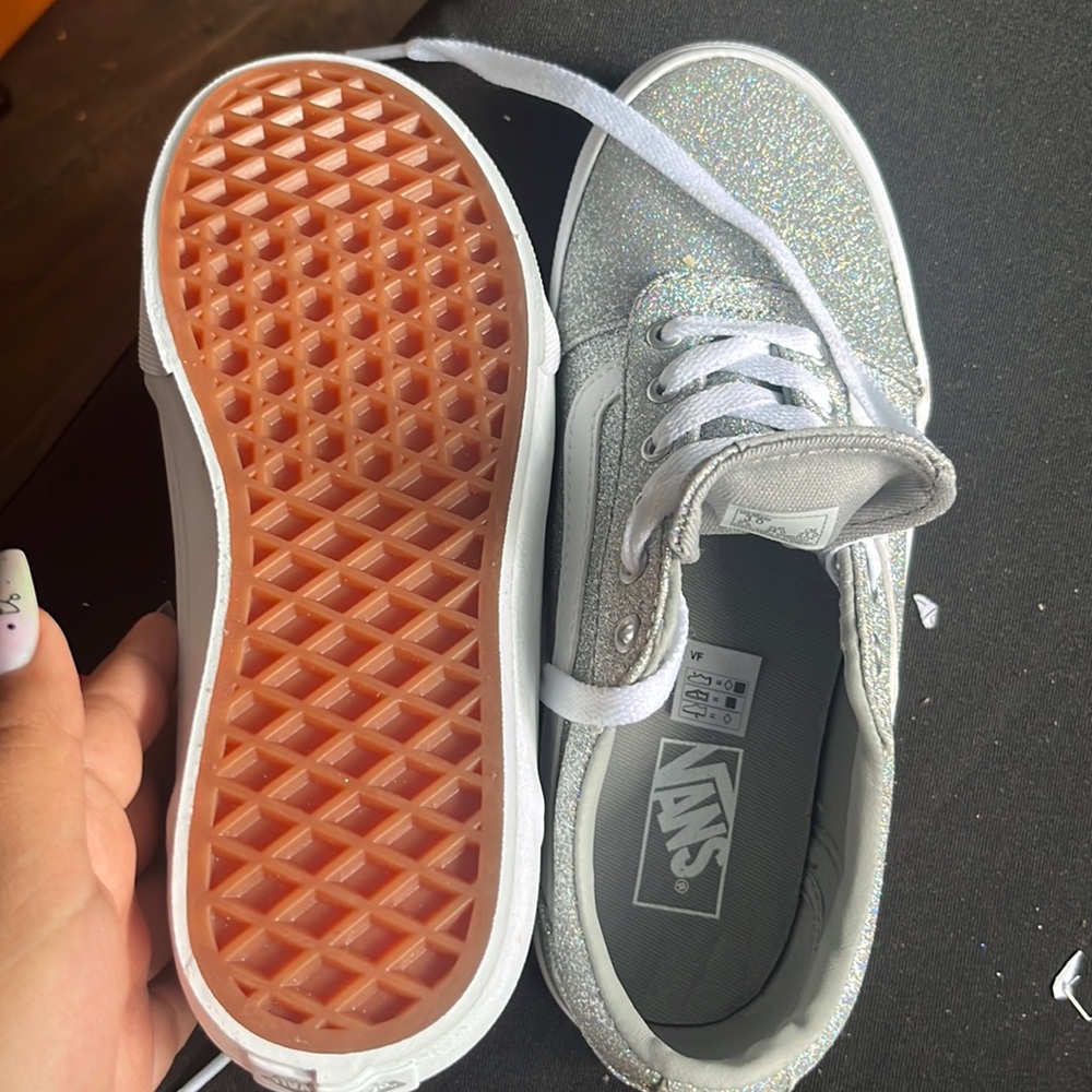 Glittery Gray Kid Vans
